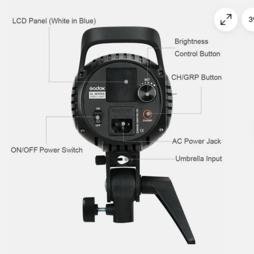 Godox SL-60W Photo Video Light + Adapter & Remote